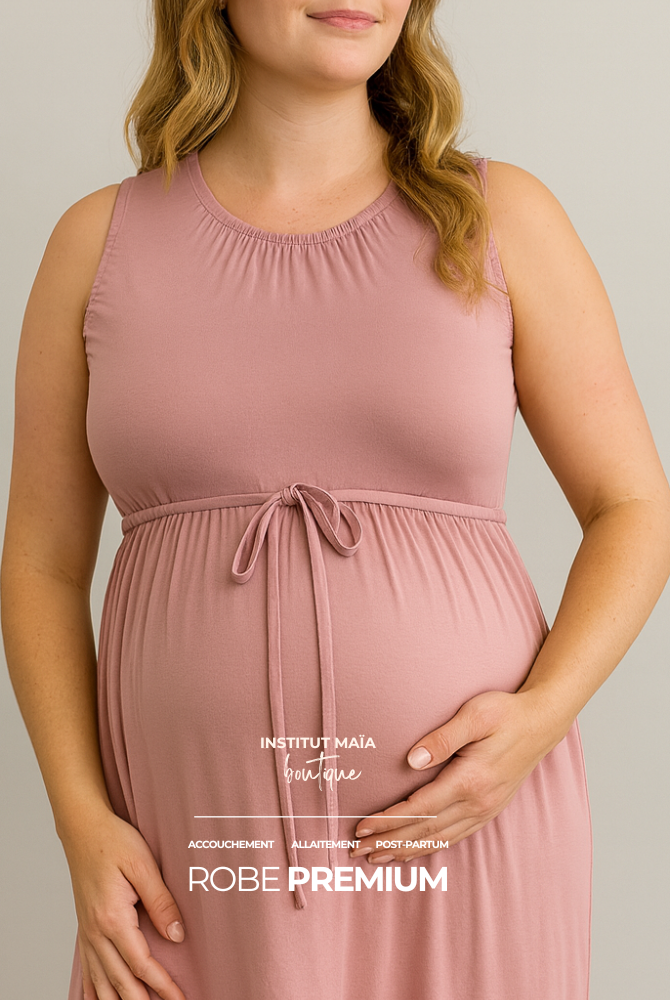 ROBE D'ACCOUCHEMENT PREMIUM EN BAMBOU - SIGNÉE MAÏA - Institut MAIA