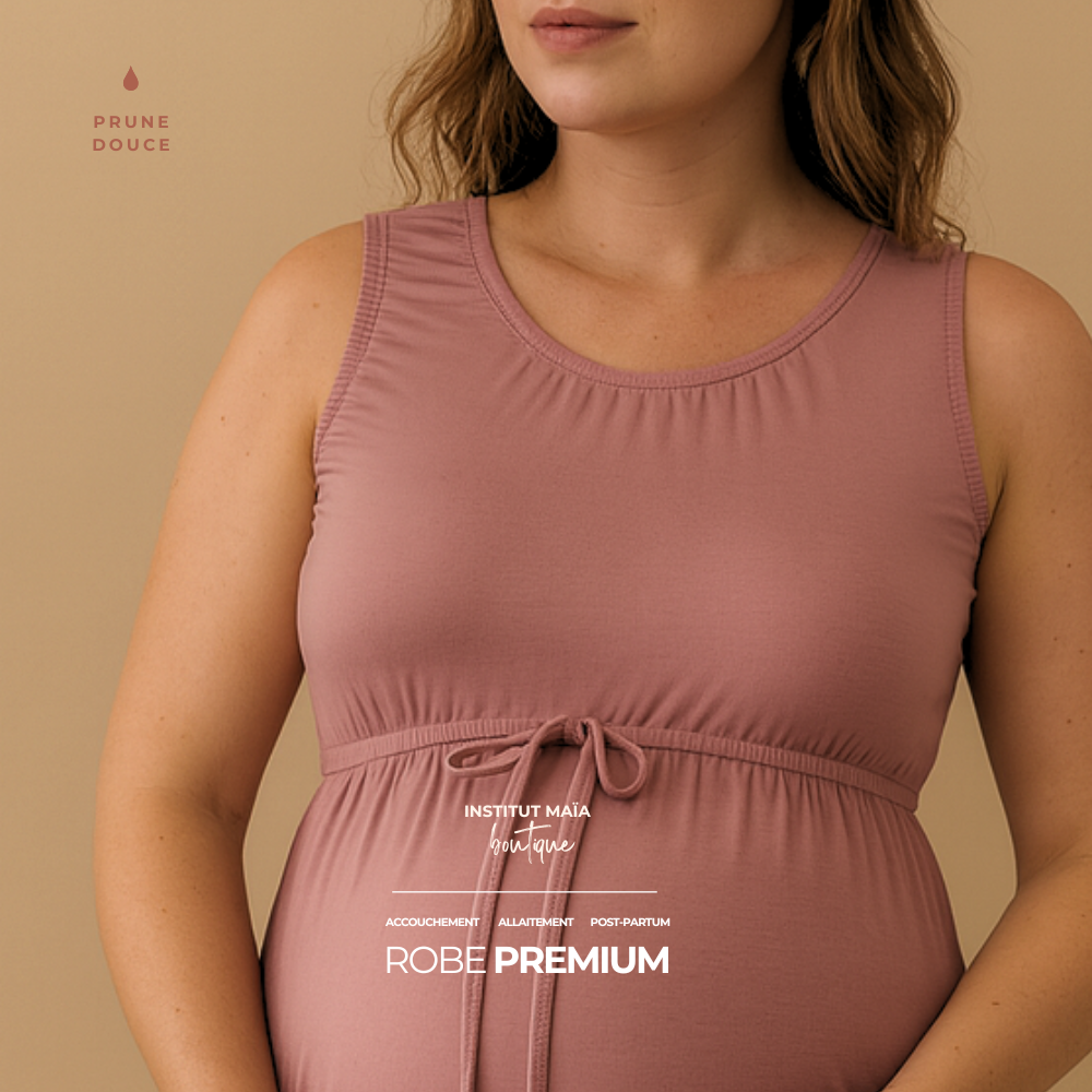 ROBE D'ACCOUCHEMENT PREMIUM EN BAMBOU - SIGNÉE MAÏA - Institut MAIA