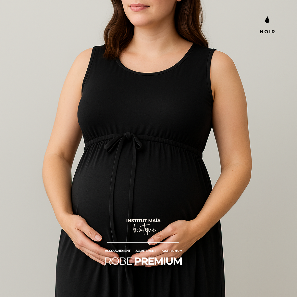 ROBE D'ACCOUCHEMENT PREMIUM EN BAMBOU - SIGNÉE MAÏA - Institut MAIA