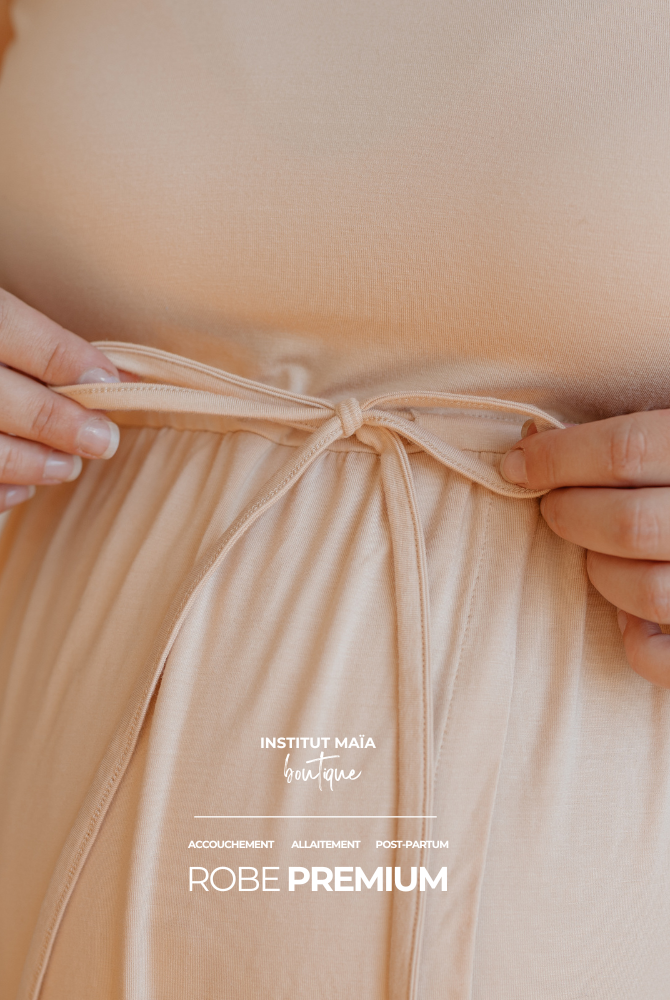 ROBE D'ACCOUCHEMENT PREMIUM EN BAMBOU - SIGNÉE MAÏA - Institut MAIA