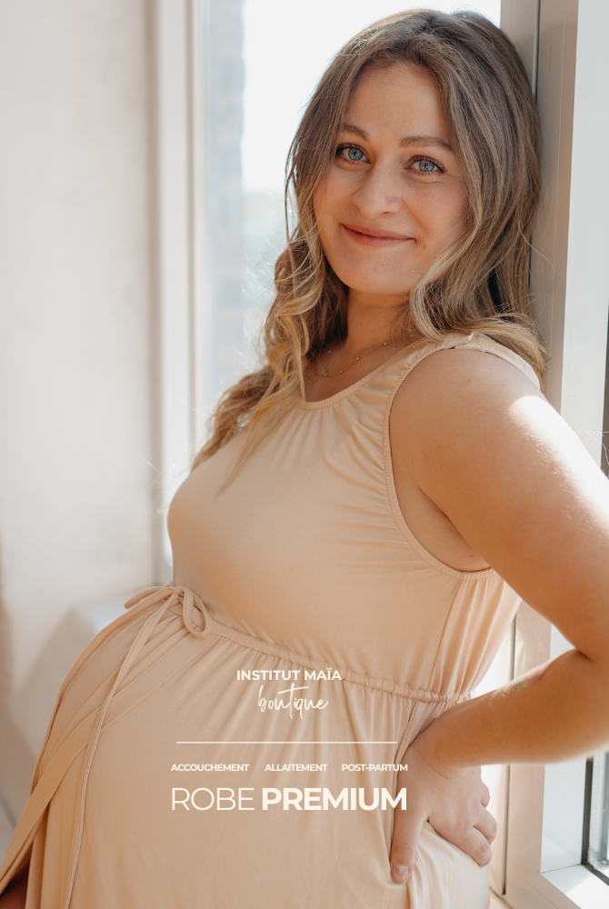ROBE D'ACCOUCHEMENT PREMIUM EN BAMBOU - SIGNÉE MAÏA - Institut MAIA
