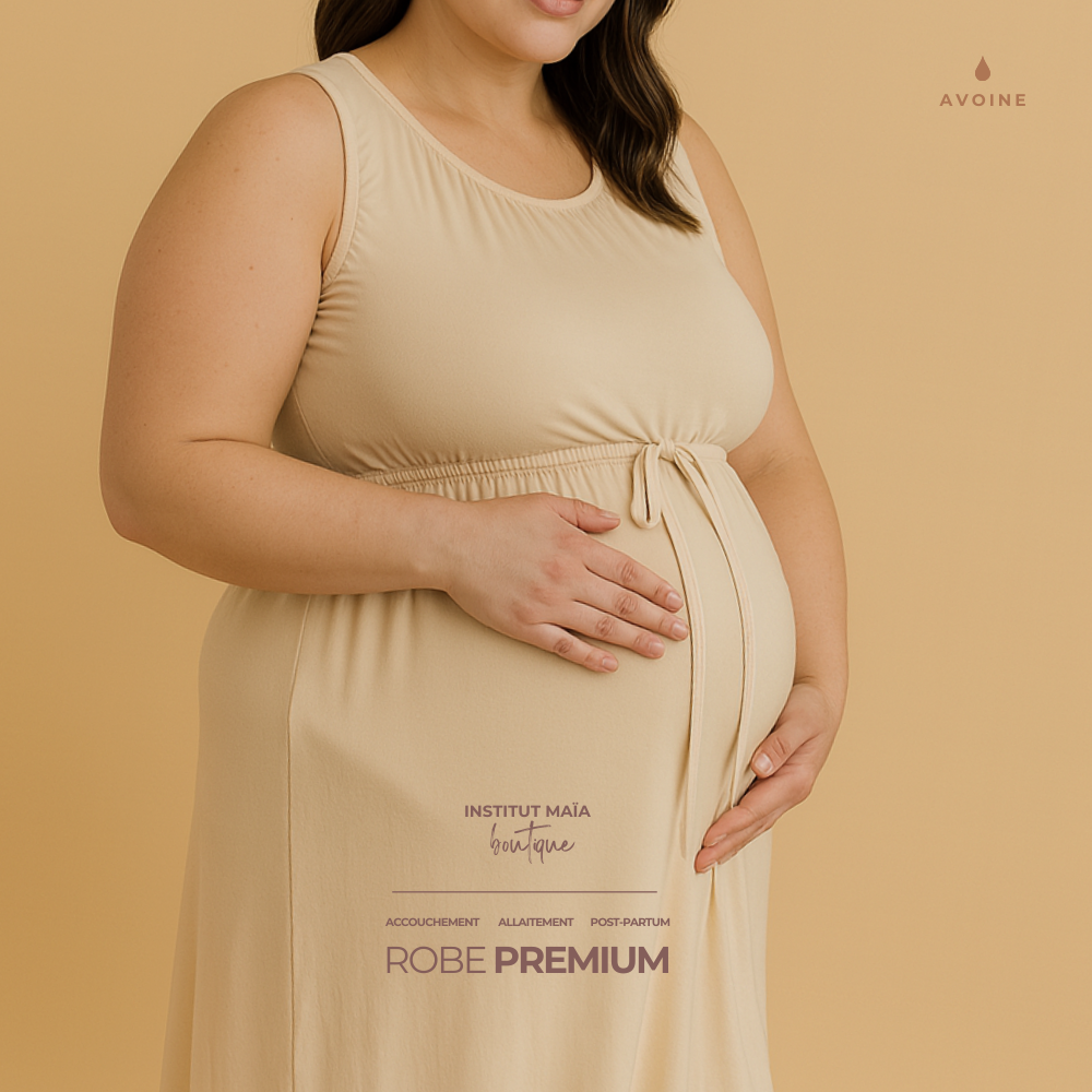 ROBE D'ACCOUCHEMENT PREMIUM EN BAMBOU - SIGNÉE MAÏA - Institut MAIA