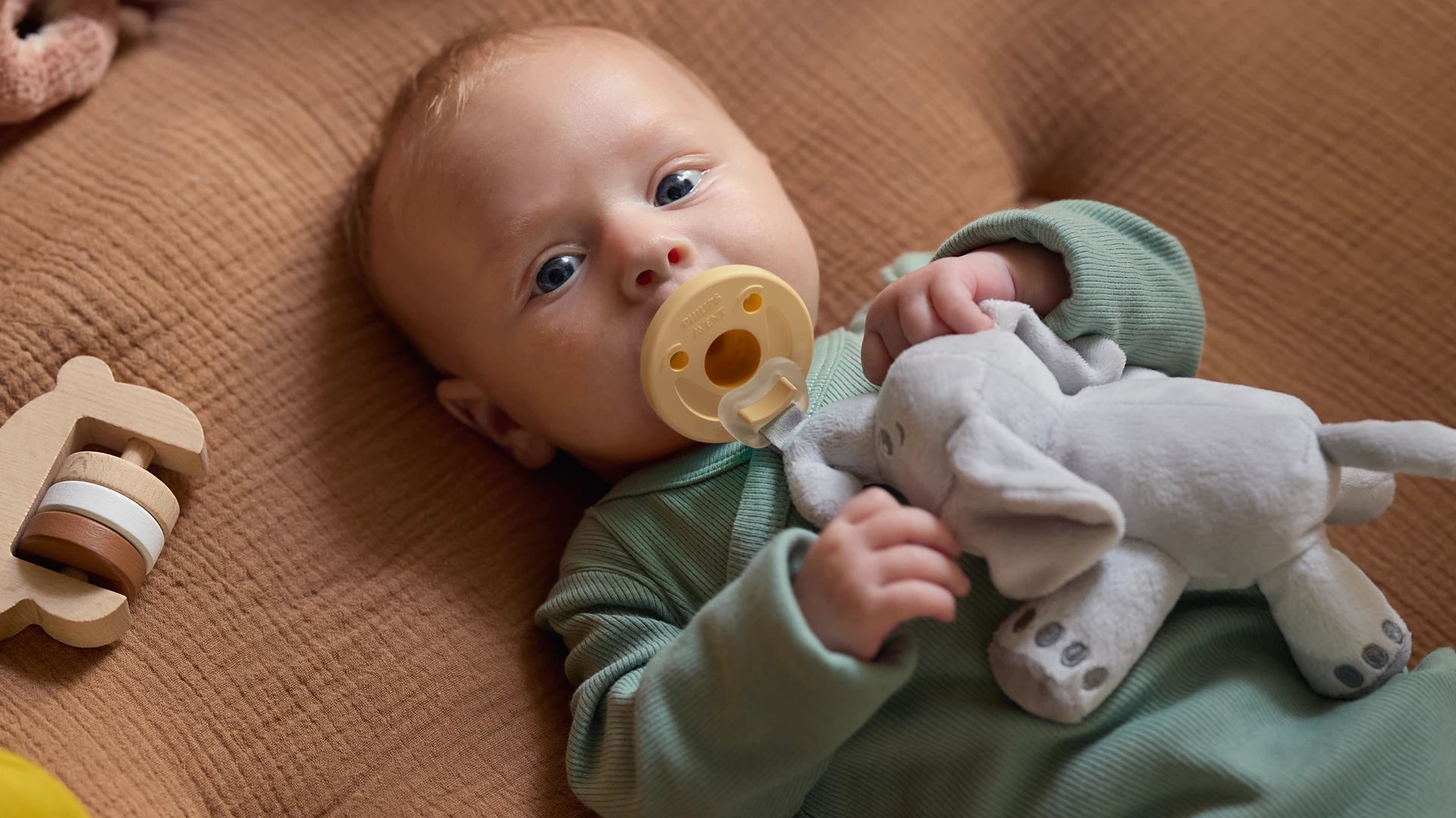 SUCES AVENT SOOTHIE 0-3 MOIS – JAUNE/CYAN (LOT DE 2) - Institut MAIA