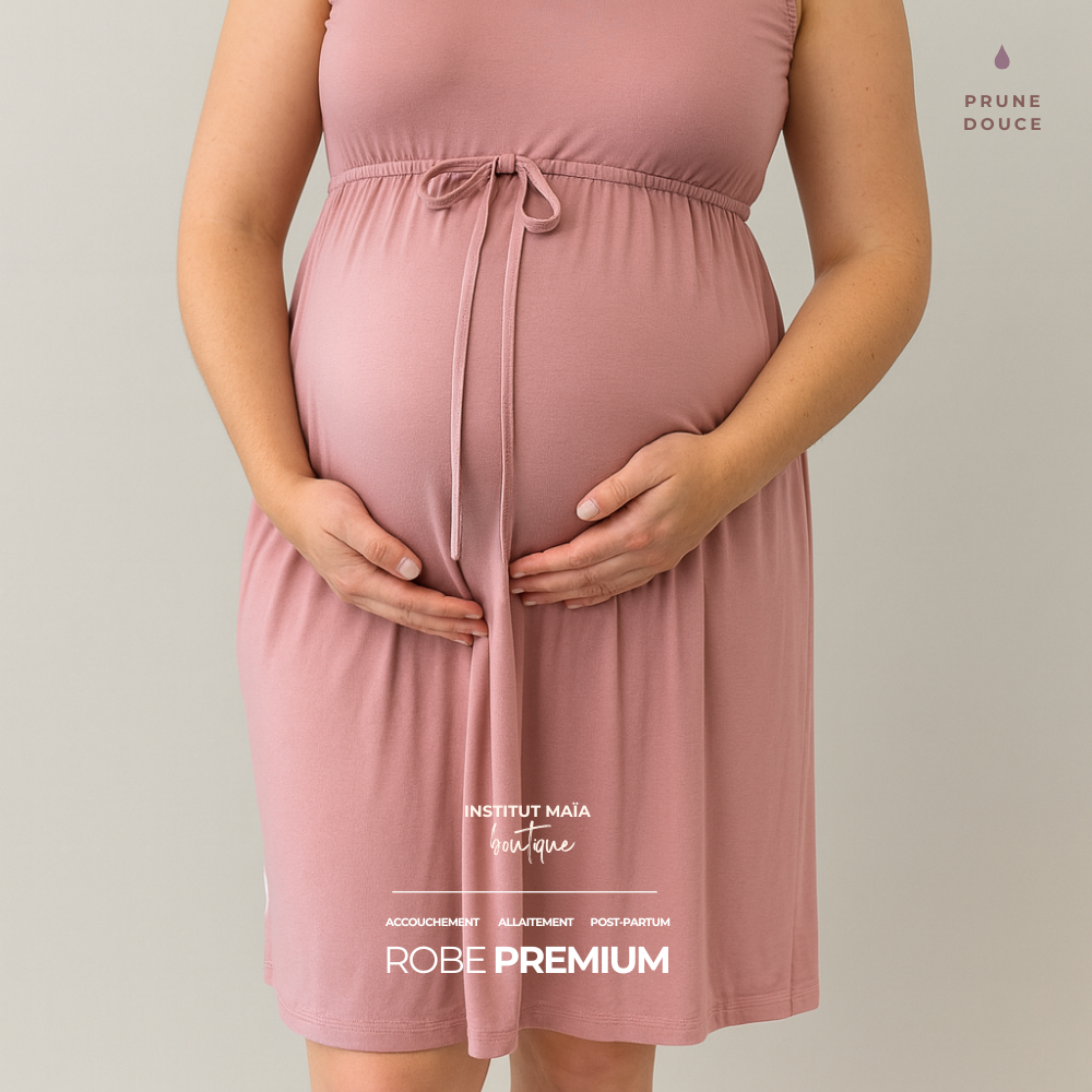 ROBE D'ACCOUCHEMENT PREMIUM EN BAMBOU - SIGNÉE MAÏA - Institut MAIA