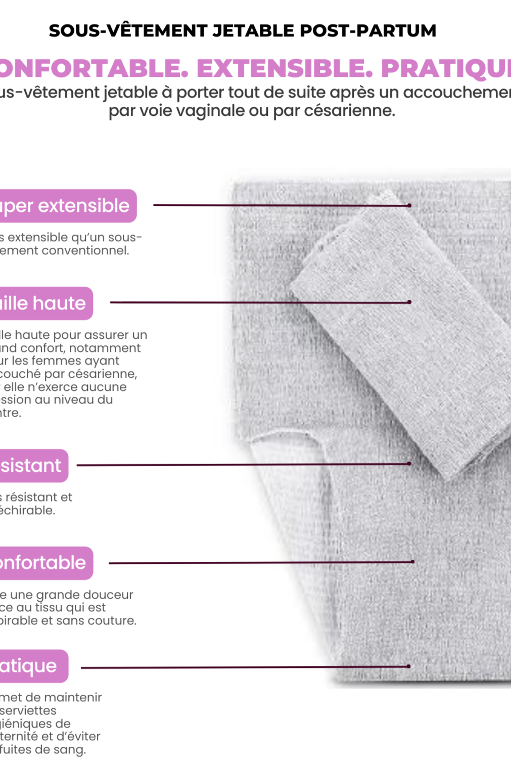 SOUS-VÊTEMENTS JETABLES POST-PARTUM - CULOTTE - Institut MAIA