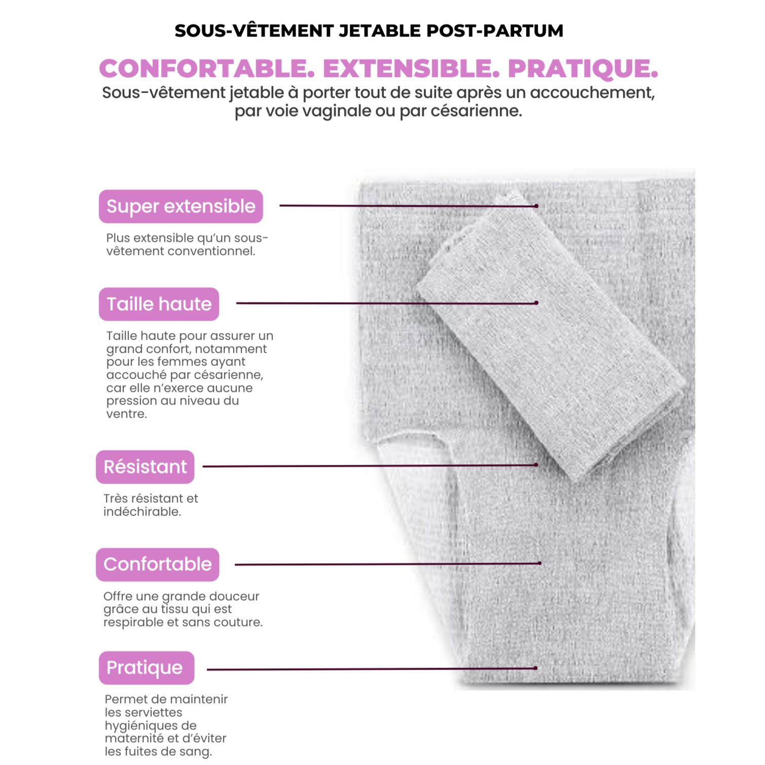 SOUS-VÊTEMENTS JETABLES POST-PARTUM - CULOTTE - Institut MAIA