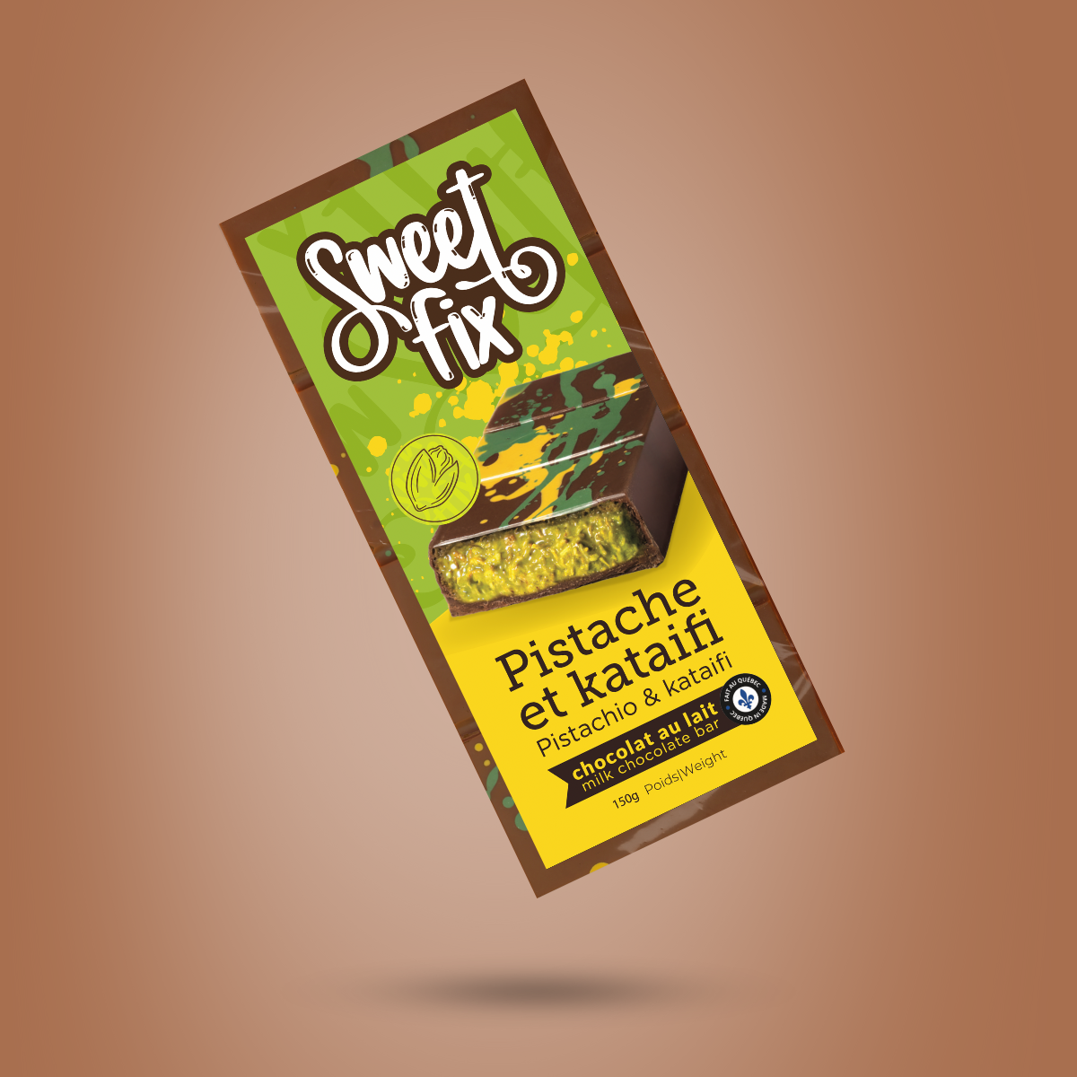 BARRE DE CHOCOLAT AU LAIT STYLE DUBAÏ - Pistache & Kataifi - Institut MAIA