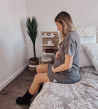 ROBE T-SHIRT DE MATERNITÉ AKNA - CHARCOAL - Institut MAIA