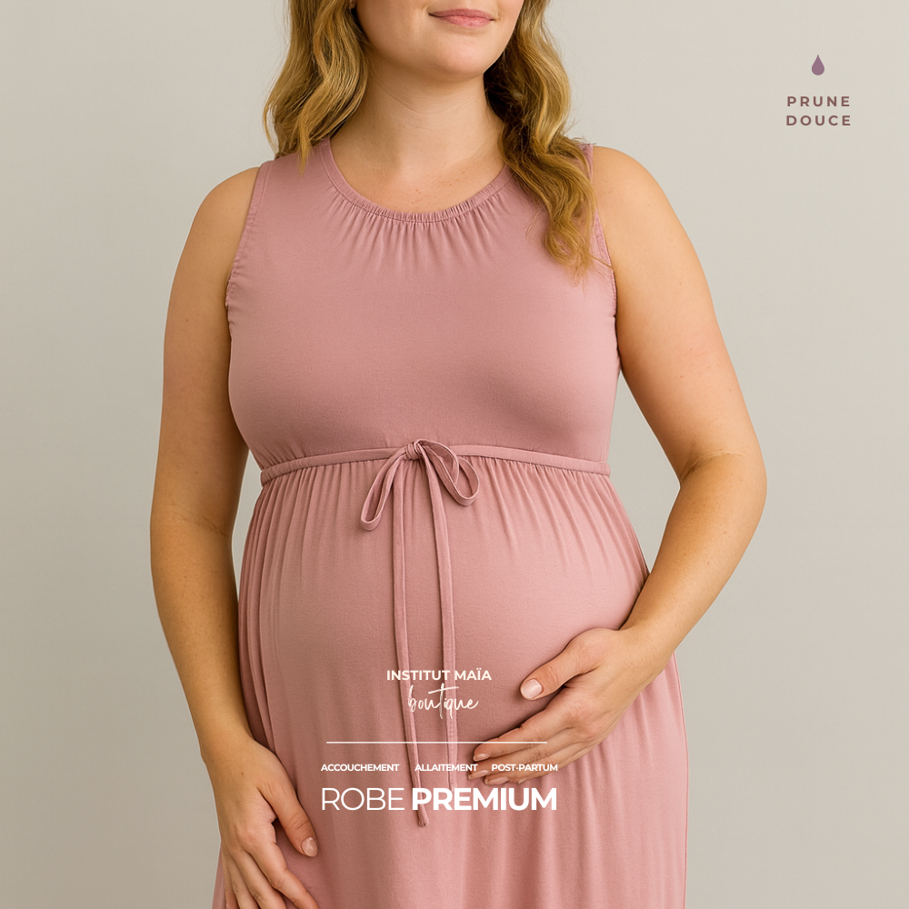 ROBE D'ACCOUCHEMENT PREMIUM EN BAMBOU - SIGNÉE MAÏA - Institut MAIA
