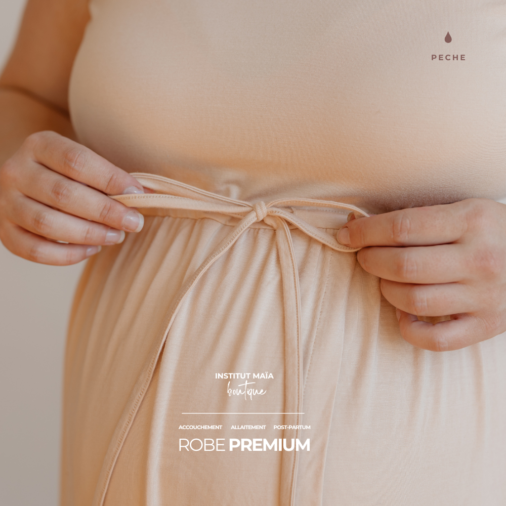 ROBE D'ACCOUCHEMENT PREMIUM EN BAMBOU - SIGNÉE MAÏA - Institut MAIA