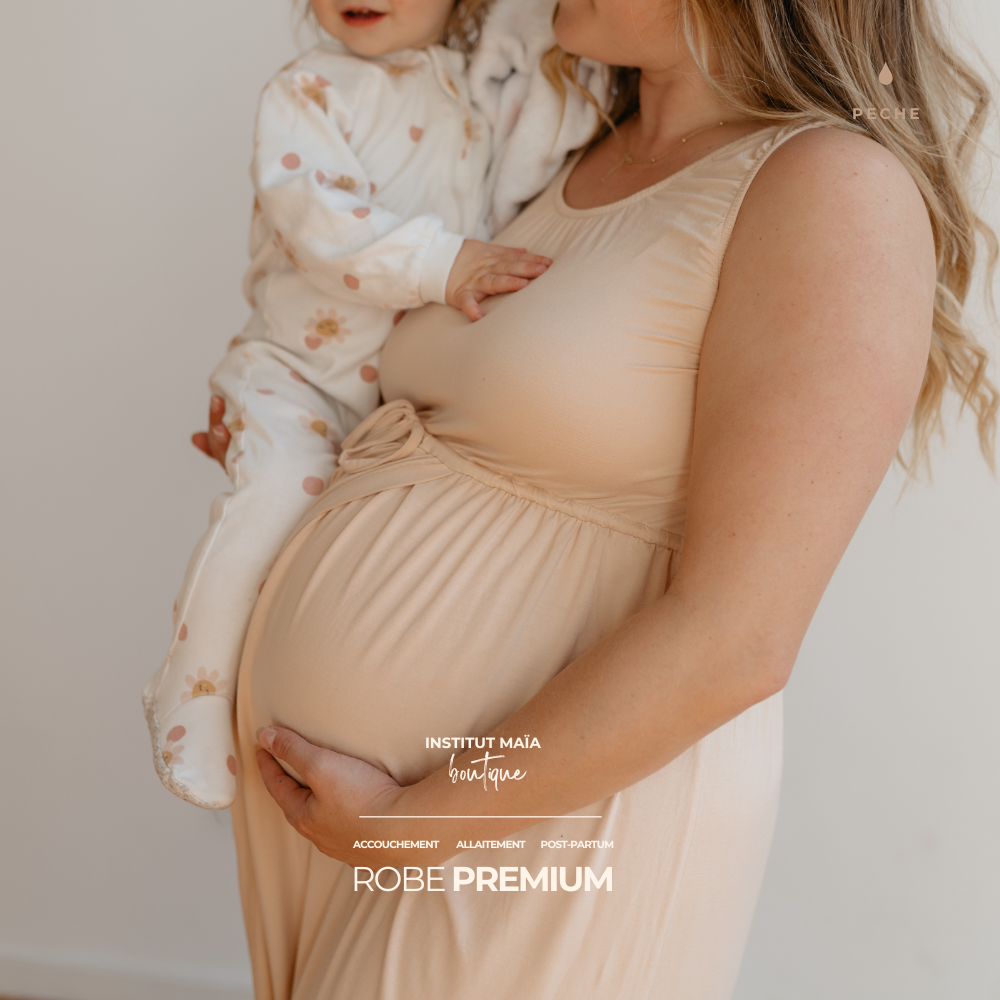 ROBE D'ACCOUCHEMENT PREMIUM EN BAMBOU - SIGNÉE MAÏA - Institut MAIA