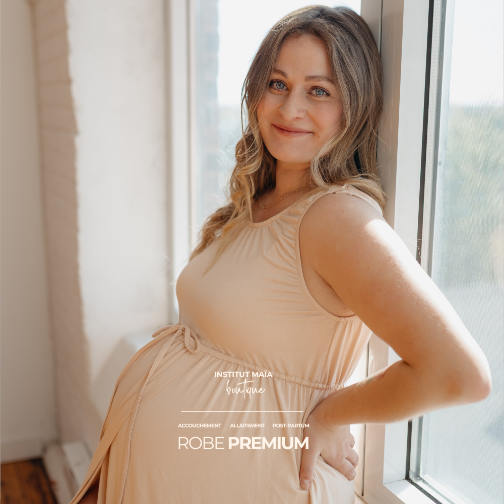 ROBE D'ACCOUCHEMENT PREMIUM EN BAMBOU - SIGNÉE MAÏA - Institut MAIA