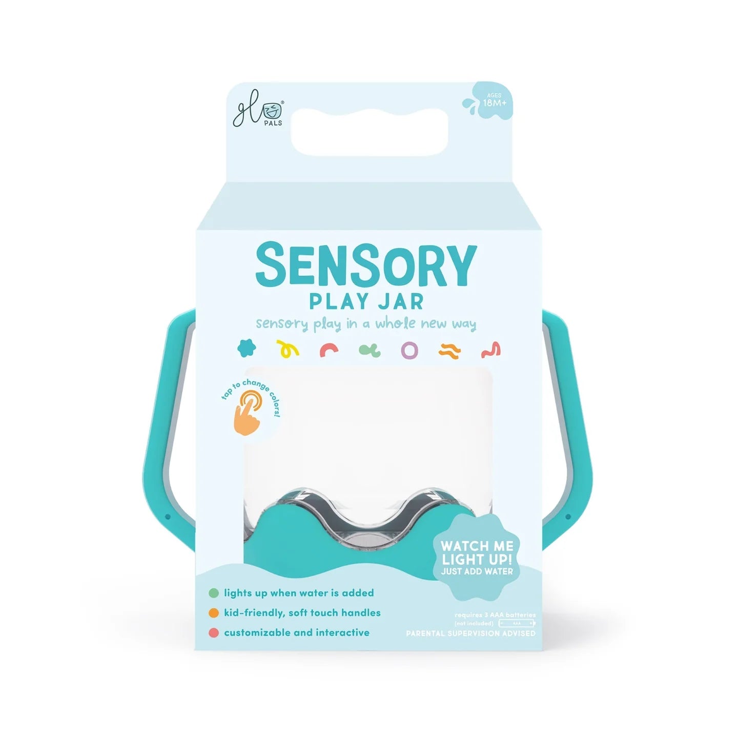 Bocal de jeux sensoriels lumineux - Bleu - Glo Pals - Institut MAIA