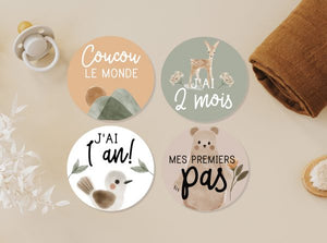 CARTES ÉTAPES BÉBÉ RONDE - FORÊT BOHO