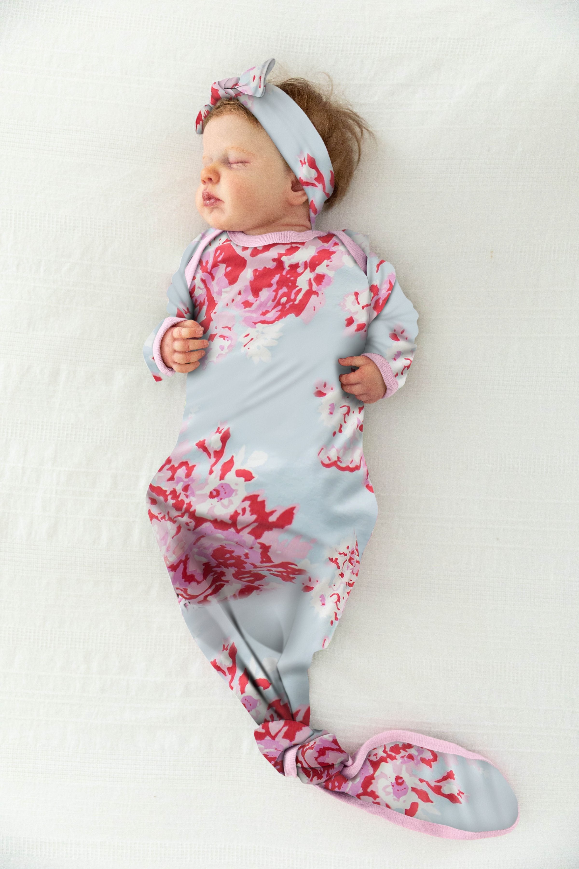 KNOTTED PAJAMA SET AND HEADBAND - FLORAL