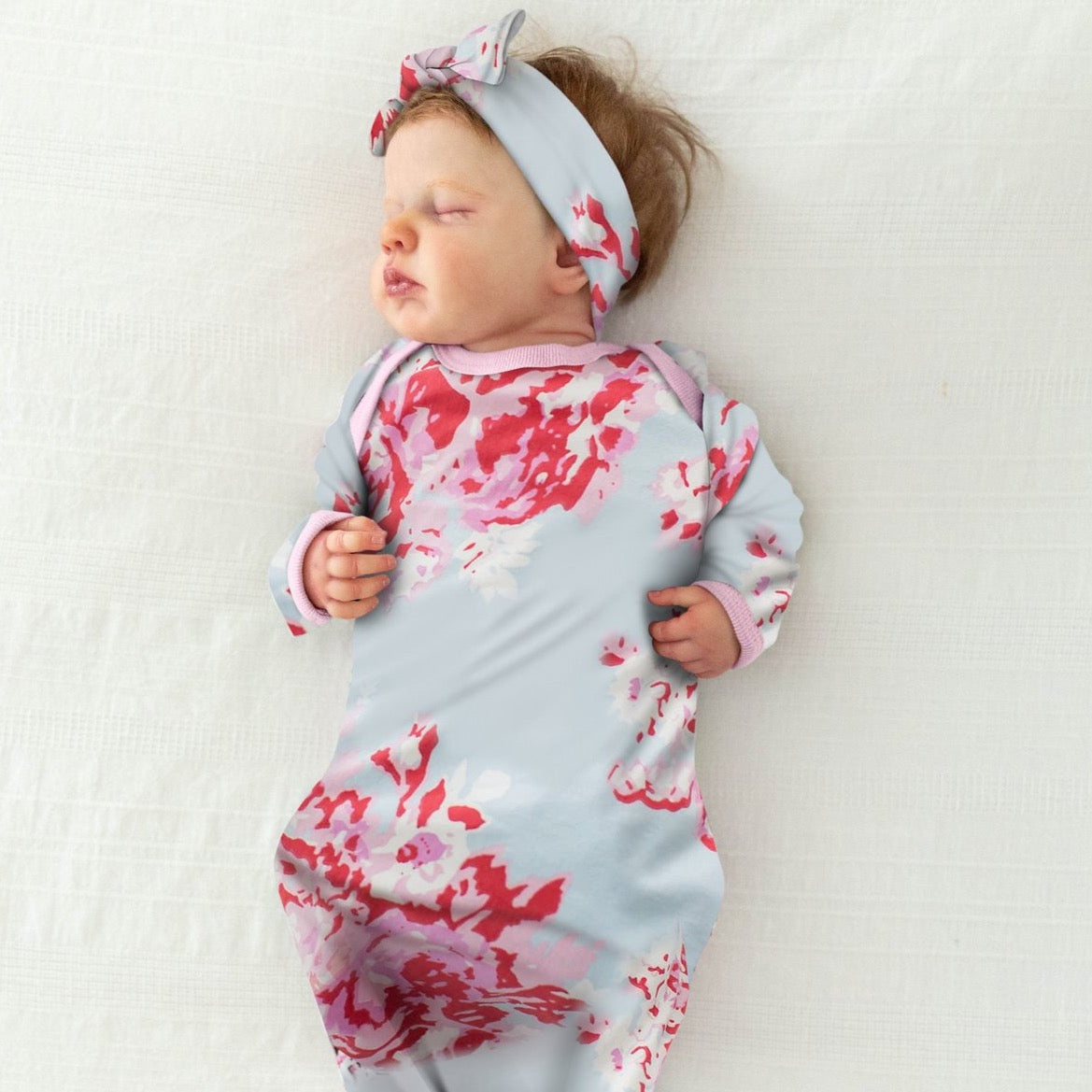 KNOTTED PAJAMA SET AND HEADBAND - FLORAL